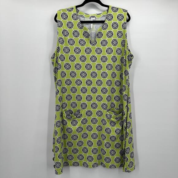 Lulu B Dress Womens 1X Green UPF Sundress Tropical Resort Scuba Nylon Resort - Picture 1 of 11